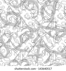 Numbers. Seamless wallpaper with digit symbols on grey
