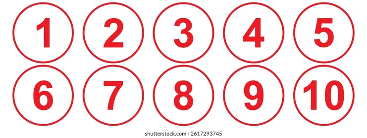 Numbers set 1 to 10 vector icon set illustration on white background.