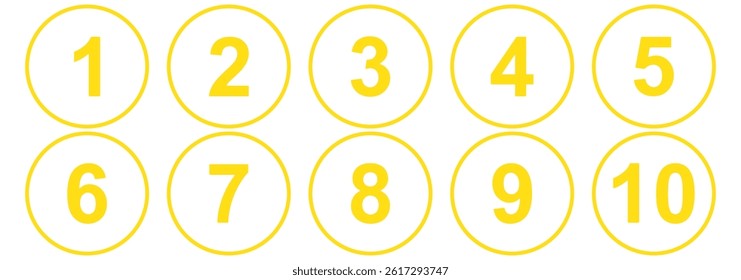 Numbers set 1 to 10 vector icon set illustration on white background.