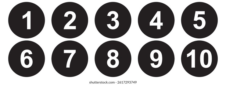 Numbers set 1 to 10 vector icon set illustration on white background.