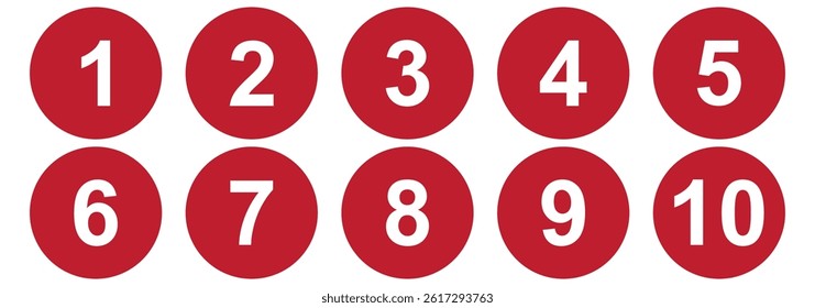 Numbers set 1 to 10 vector icon set illustration on white background.