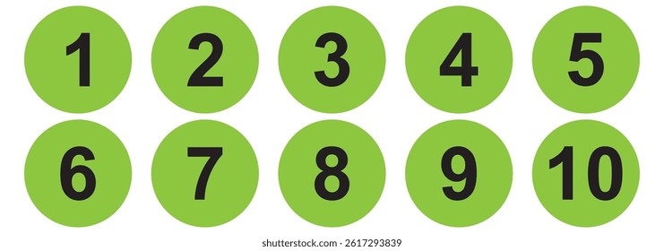 Numbers set 1 to 10 vector icon set illustration on white background.