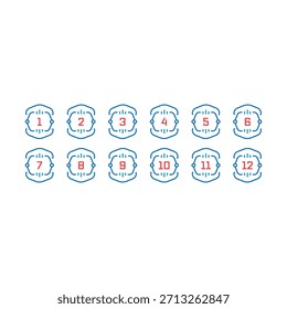 Números establecidos del 1 al 12. Concepto de números Electrónicas del 1 al 12. Números del 1 al 12 para el mundo de los negocios, la educación y la tecnología