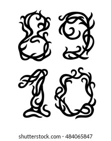Numbers set. Beautiful vintage vector figures: eight, nine, ten. Illustration isolated on white background.