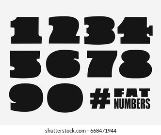 Numbers set, black shape style, numerals typography design element, logo symbols mockup