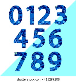 Numbers set, blue abstract design,template elements for your application or corporate identity, vector illustration
