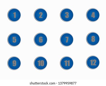 numbers set blue color isolated vector