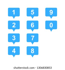 numbers set blue and white color isolated vector