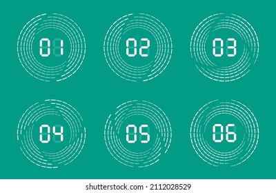 Numbers set in circle with speed line. Colorful vector sport and digital design. Typography design for posters, logos, cover.
