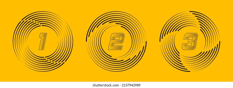 Numbers Set In Circle With Speed Line. Colorful Vector Sport And Digital Design. Typography Design For Posters, Logos, Cover.