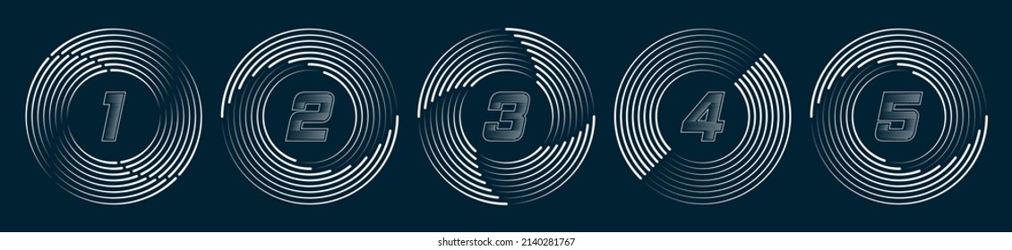 Numbers set in circle with speed line. Colorful vector sport and digital design.