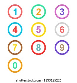 numbers set colorful isolated vector
