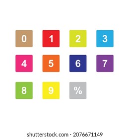 numbers set colorful isolated vector