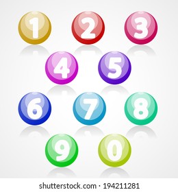 Numbers set, colorful web icon on white background
