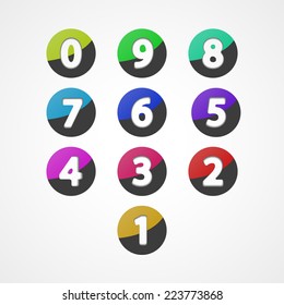 Numbers set, colorful web icon on white background