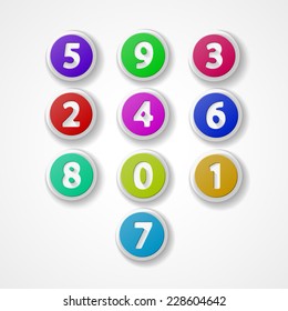 Numbers set, colorful web icon on white background