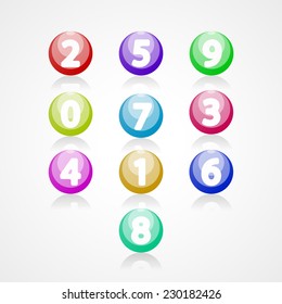 Numbers set, colorful web icon on white background