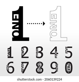 Numbers set for cutting works. It can be used for paper, plastic or wooden alphabet font. Filigree cut pattern. Vector illustration.
