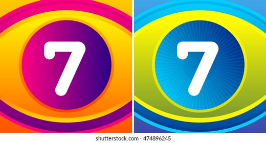 Numbers set with eye icon background. Vector eye care logo template.