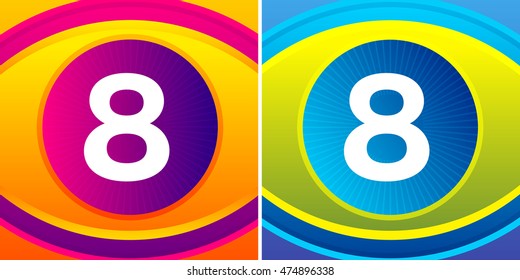 Numbers set with eye icon background. Vector eye care logo template.