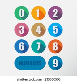 Numbers set. Flat design Vector Illustration.