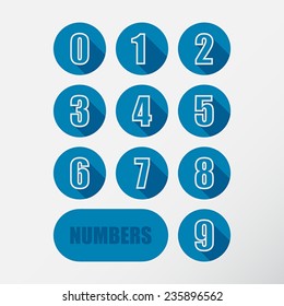 Numbers set. Flat design Vector Illustration.