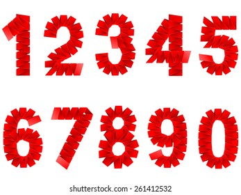 Numbers set folded paper sign
