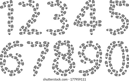 numbers set with footprints