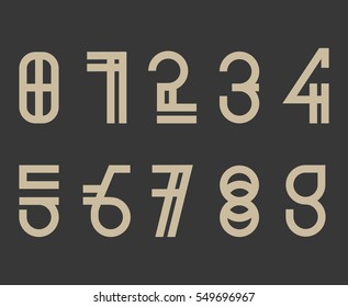 Numbers set formed by line or stroke. Decorative vector design for banner, presentation, web page, card, labels or posters.