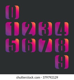 Numbers set. Gradient design vector illustration.