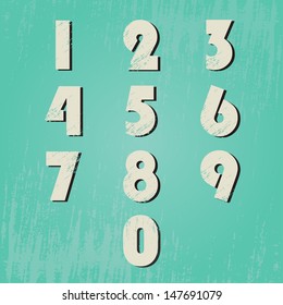 Numbers set with grunge. Vector illustration.