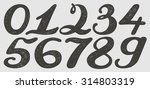 Numbers set in hand drawn calligraphy style. Vector design template elements.
