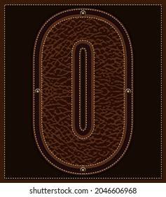 Numbers set leather style vector design, Number 0