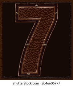 Numbers set leather style vector design, Number 7