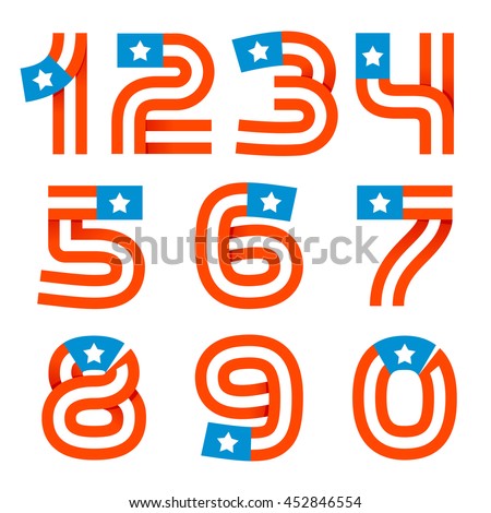 numbers set logos american stars stripes stock vector royalty free