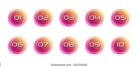 Numbers set. Numbers set logos at colorful watercolor splash background. Vector elements for posters, t-shirts and cards. 