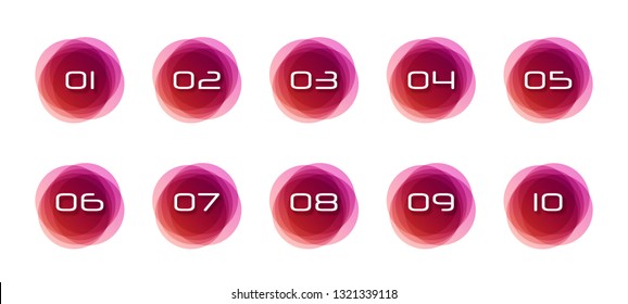 Numbers set. Numbers set logos at colorful watercolor splash background. Vector elements for posters, t-shirts and cards. 