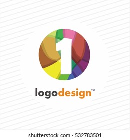 Numbers set logos at colorful watercolor splash background.  Vector elements for fashion, business, posters, t-shirts and cards.