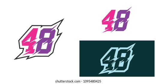Numbers set logos with fast speed lines. Vector sport style typeface for sportswear, sports club, labels or posters.
