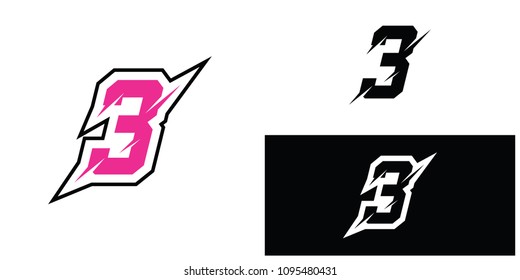 Numbers set logos with fast speed lines. Vector sport style typeface for sportswear, sports club, labels or posters.