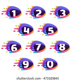 Numbers set logos in triangle intersection icon with fast speed lines. Multicolor vector for application, presentation, web page, business card or posters.