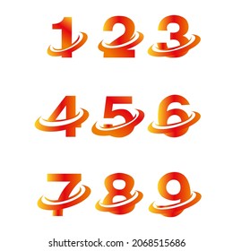 Numbers set logos.One two three four five six seven eight nine ten digits. Vector illustration.