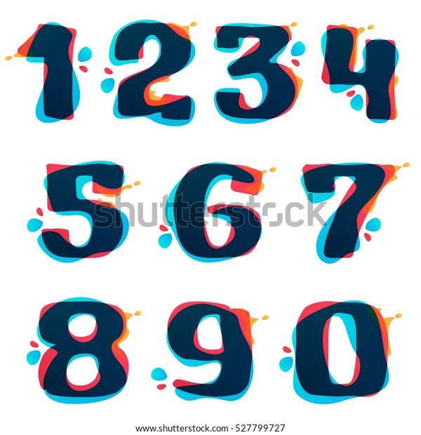 Numbers Set Logos Watercolor Splashes Color Stock Vector (Royalty Free