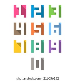 Numbers set, long shadow style. Vector.