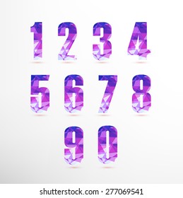 Numbers set in low poly style. Vector illustration.