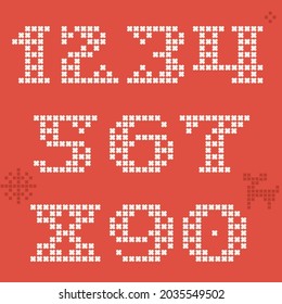 Numbers set is made of thick round knits. Flat style lettering with bonus icons. Perfect for the 2022 New Year, Christmas souvenirs and Ugly Sweater Party design.