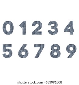 Numbers set in modern polygonal crystal style. Vector illustration colorful bright number design. Abstract numbers