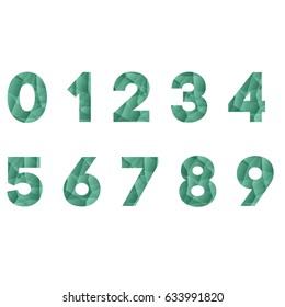Numbers set in modern polygonal crystal style. Vector illustration colorful bright number design. Abstract numbers