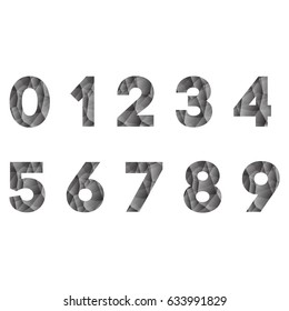 Numbers set in modern polygonal crystal style. Vector illustration colorful bright number design. Abstract numbers
