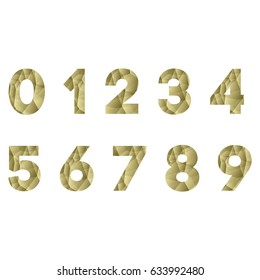 Numbers set in modern polygonal crystal style. Vector illustration colorful bright number design. Abstract numbers